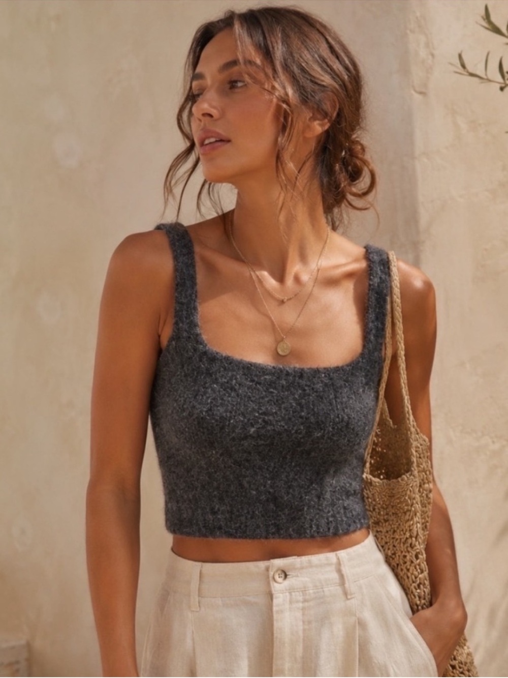 Everlane Top L Cozy Gray